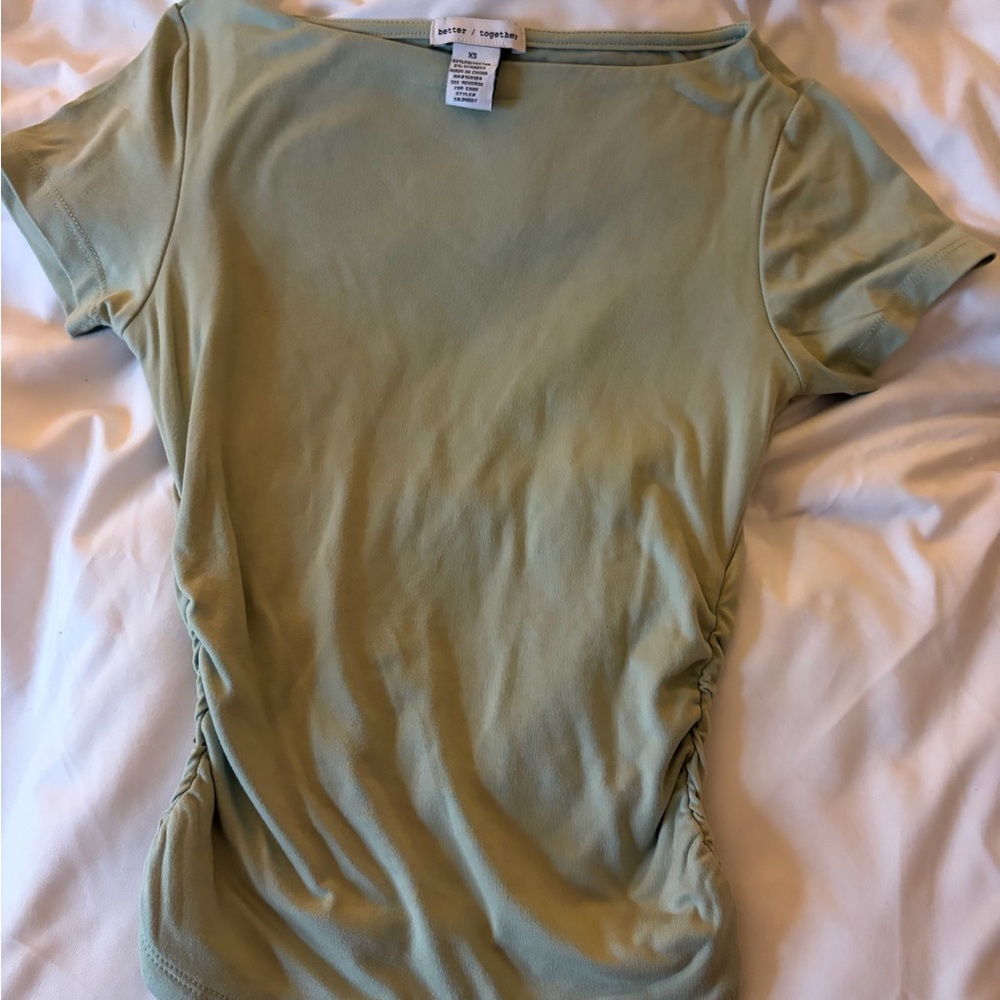 Light Green Ruched Short Sleeve Tee
